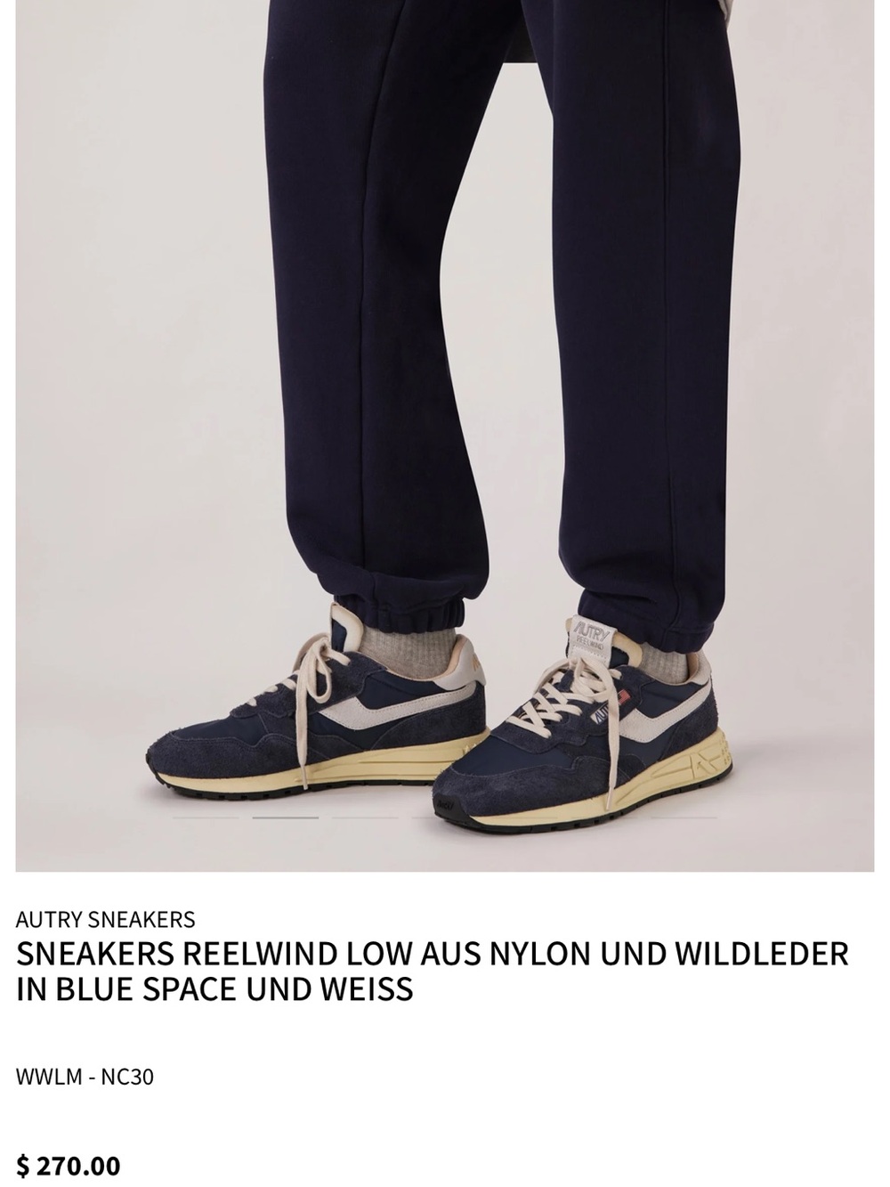 Brand New with Box Autry Men’s Reelwind Low Navy & White Sneakers